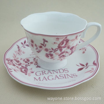 6-set 90cc Coffee Cup Saucer Set in Printed Gift Box, Red Design, Ideal for Gifts and Promotion